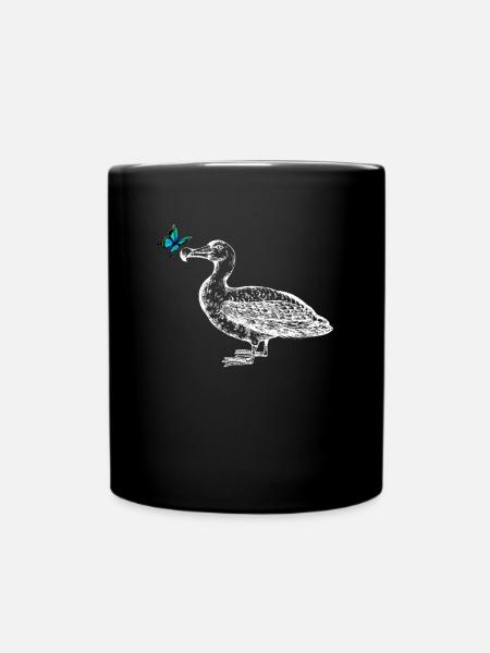 Seagull with butterfly - Full Colour Mug - black