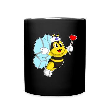 Biene Krankenschwester Herz - Tasse einfarbig - Schwarz - Vorne