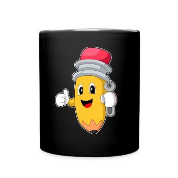Pencil Mechanic Wrench Workshop - Full Colour Mug - black - Front
