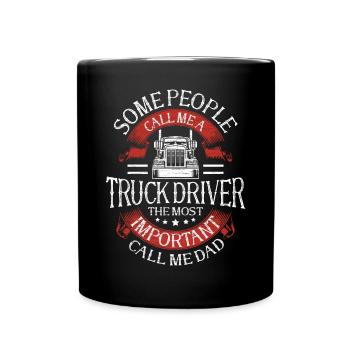 Trucker Lastwagen Papa LKW - Tasse einfarbig - Schwarz - Vorne