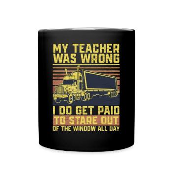Lastwagen Trucker LKW Fahrer - Tasse einfarbig - Schwarz - Vorne