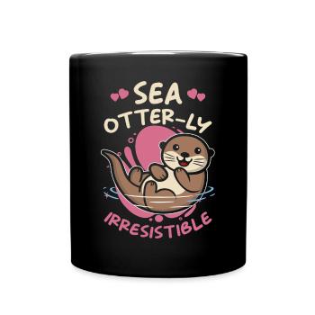 La loutre de mer dit un cadeau de loutre drôle - Mug uni - noir - Devant