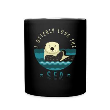 La loutre de mer dit un cadeau de loutre drôle - Mug uni - noir - Devant