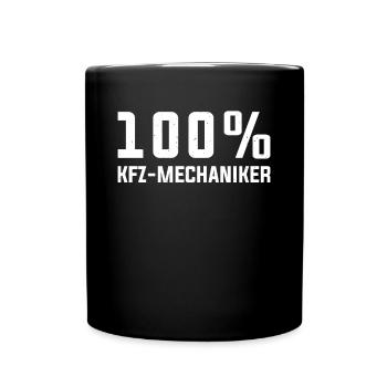 Automechaniker Auto Schrauber - 100% Kfz-Mechanike - Tasse einfarbig - Schwarz - Vorne