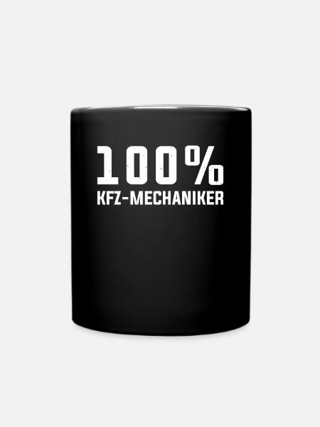 Automechaniker Auto Schrauber - 100% Kfz-Mechanike - Tasse einfarbig - Schwarz