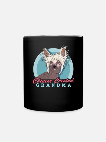 Chinese Crested Oma Chinesischer Schopfhund - Tasse einfarbig - Schwarz