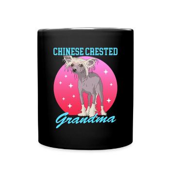 Chinese Crested Oma | Chinesischer Schopfhund - Tasse einfarbig - Schwarz - Vorne