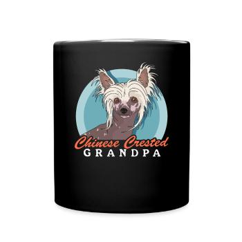 Chinese Crested Opa Chinesischer Schopfhund - Tasse einfarbig - Schwarz - Vorne