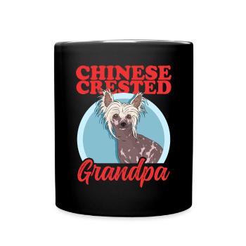 Chinesischer Schopfhund Chinese Crested Opa - Tasse einfarbig - Schwarz - Vorne