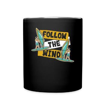 Follow The Wind Water Sports Surfers Surfers - Full Colour Mug - black - Front