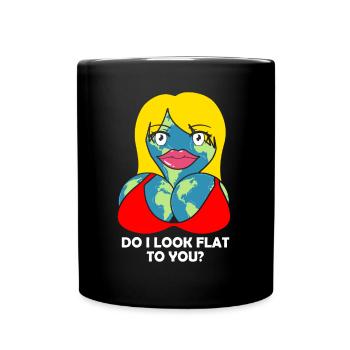 Flache Erde Witz - Tasse einfarbig - Schwarz - Vorne