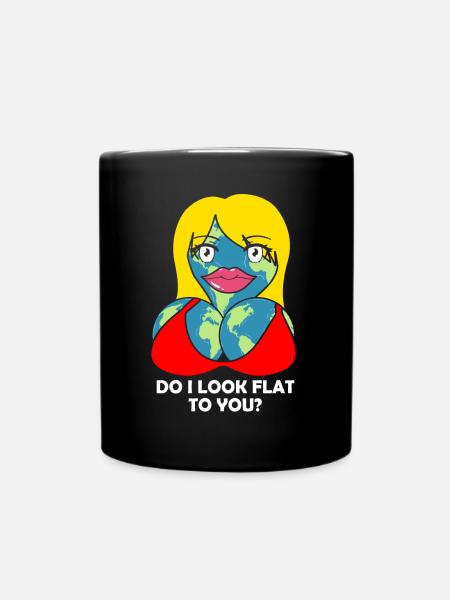 Flache Erde Witz - Tasse einfarbig - Schwarz