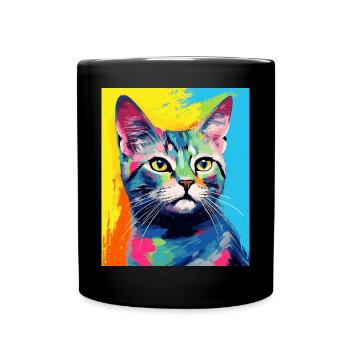 Tenue de chat chat à poil court pour les amoureux des chats - Mug uni - noir - Devant