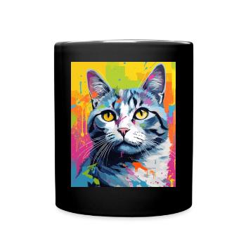 Tenue de chat chat à poil court pour les amoureux des chats - Mug uni - noir - Devant