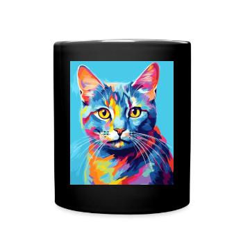 Tenue de chat chat à poil court pour les amoureux des chats - Mug uni - noir - Devant