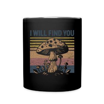 Vintage Pilze Pilzesammler - Tasse einfarbig - Schwarz - Vorne
