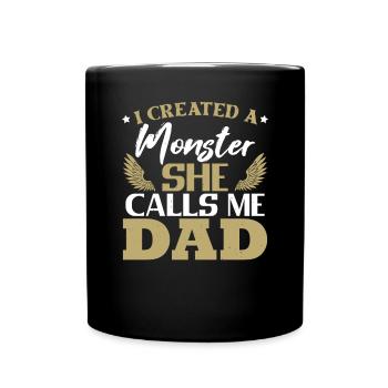 Lustiger Papa-Witz Tochter Vater - Tasse einfarbig - Schwarz - Vorne