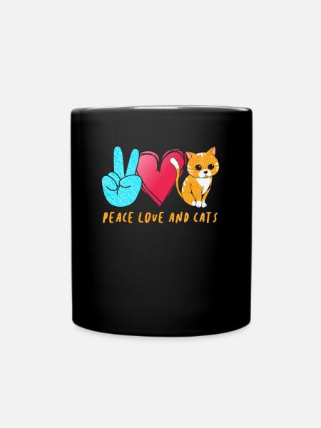 Peace Love Chats - Mug uni - noir
