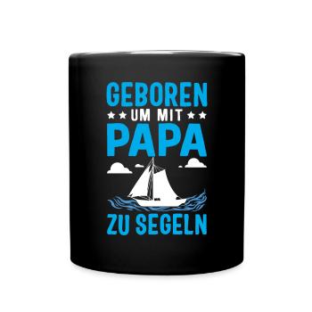 Papa Segelboot Meer Kind - Tasse einfarbig - Schwarz - Vorne