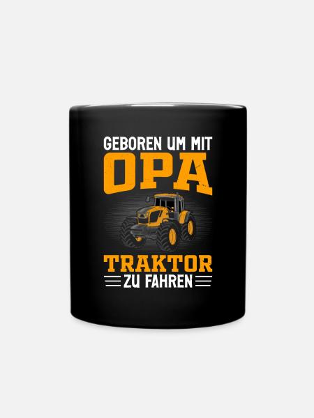 Opa Kind Landwirt Traktor Bauernhof - Tasse einfarbig - Schwarz