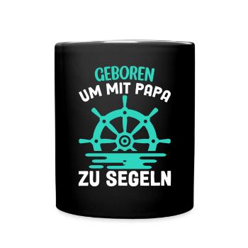 Papa Kind Sohn Segeln Boot - Tasse einfarbig - Schwarz - Vorne