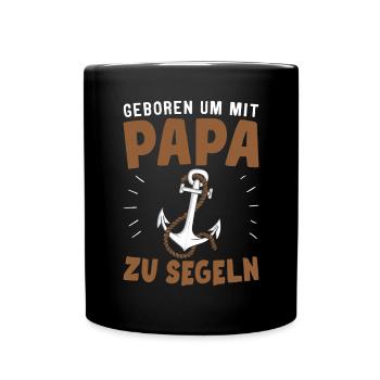 Papa Sohn Geschenk Segelboot - Tasse einfarbig - Schwarz - Vorne
