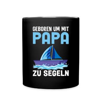 Papa Segeln Meer - Tasse einfarbig - Schwarz - Vorne