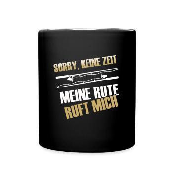 Angeln Geschenk Fischer Angler Petri Heil Rute - Tasse einfarbig - Schwarz - Vorne