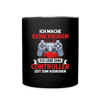 Zocker Geschenk Junge Gamer Controller Zocken - Tasse einfarbig - Schwarz - Vorne