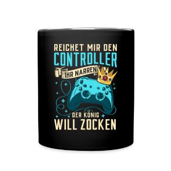 Zocker Geschenk Junge Gamer Controller Zocken - Tasse einfarbig - Schwarz - Vorne