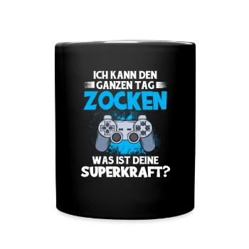 Zocken - Tasse einfarbig - Schwarz - Vorne
