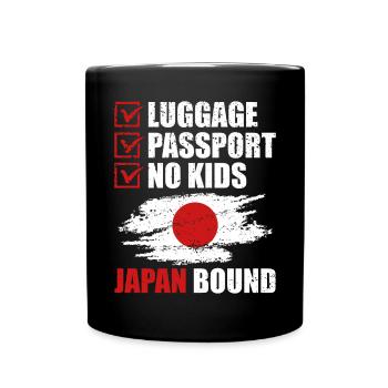 Luggage Passport No Kids Japan Bound Vacation Trip - Full Colour Mug - black - Front