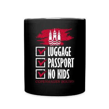 Passeport bagage Pas d’enfants Copenhague Bound Vacation - Mug uni - noir - Devant