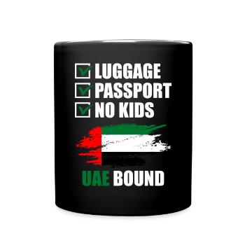 Passeport bagage Pas d’enfants Voyage de vacances à destination des Émirats arabes unis - Mug uni - noir - Devant