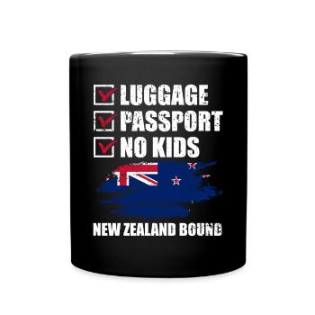Luggage Passport No Kids New Zealand Bound Vacation - Full Colour Mug - black - Front