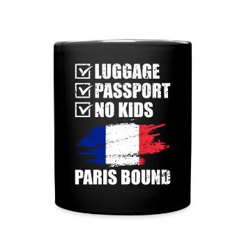 Luggage Passport No Kids Paris Bound Holiday Trip - Full Colour Mug - black - Front
