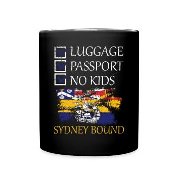 Luggage Passport No Kids Sydney Bound Holiday Trip - Full Colour Mug - black - Front