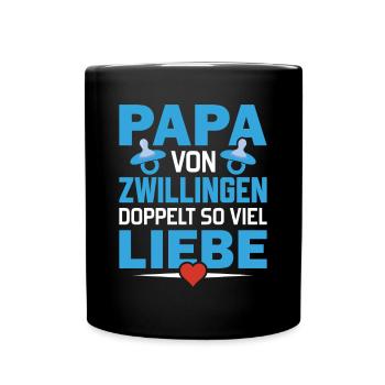 Papa von Zwillingen - Doppelt so viel Liebe - Tasse einfarbig - Schwarz - Vorne