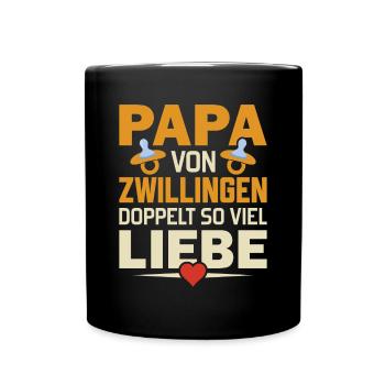 Papa von Zwillingen - Doppelt so viel Liebe - Tasse einfarbig - Schwarz - Vorne