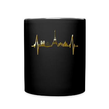 Paris Skyline Heartbeat Eiffel Tower France - Full Colour Mug - black - Front