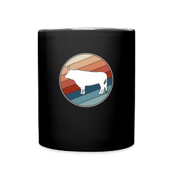 Kuh Retro - Tasse einfarbig - Schwarz - Vorne