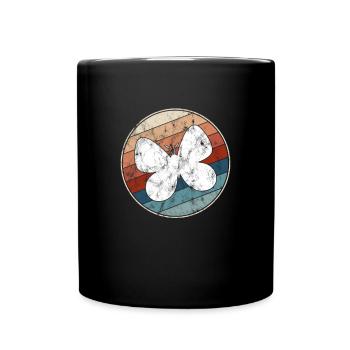 Schmetterling Retro - Tasse einfarbig - Schwarz - Vorne