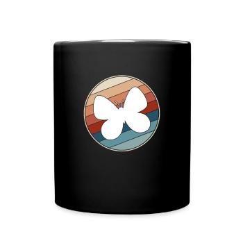 Schmetterling Retro - Tasse einfarbig - Schwarz - Vorne