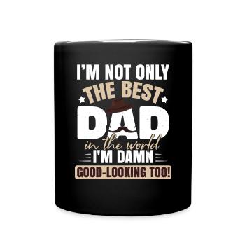 Lustiges Papa-Geschenk Vatertags-Papa-Witz - Tasse einfarbig - Schwarz - Vorne