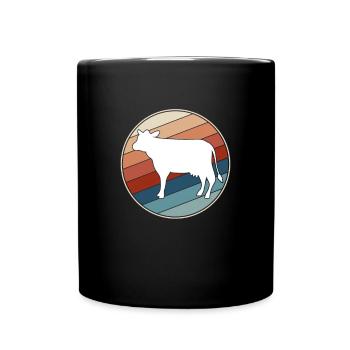 Kuh Retro - Tasse einfarbig - Schwarz - Vorne