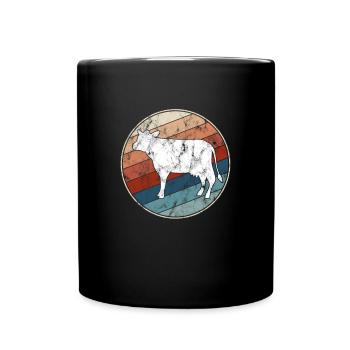 Kuh Retro - Tasse einfarbig - Schwarz - Vorne