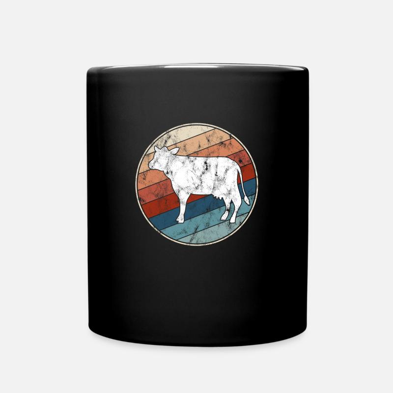 Cow Retro - Full Colour Mug - black