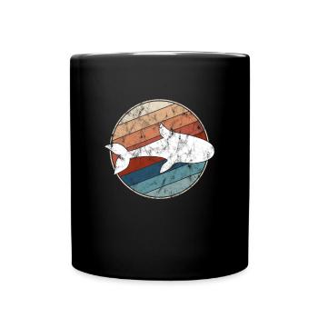 Fisch Retro - Tasse einfarbig - Schwarz - Vorne