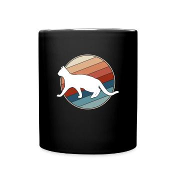 Katze Retro - Tasse einfarbig - Schwarz - Vorne