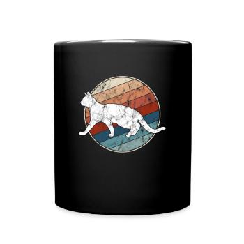 Katze Retro - Tasse einfarbig - Schwarz - Vorne